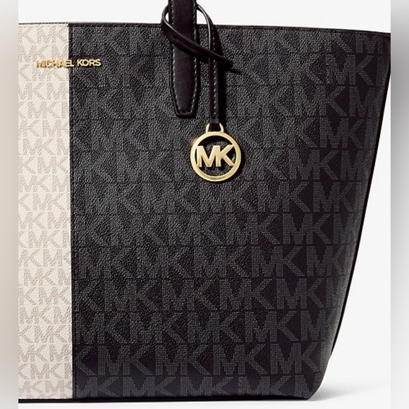 NWT MICHAEL KORS OUTLET Jet Set Medium Two-Tone Logo Tote Bag (Z001) - Picture 4 of 6